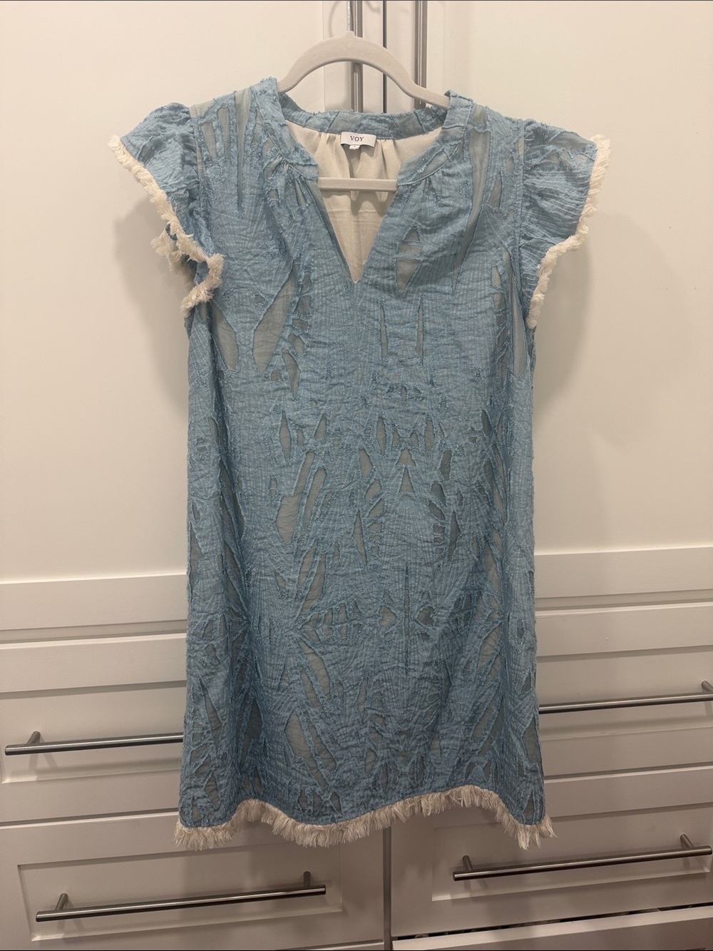 VOY Light Blue Fringe Midi Dress
